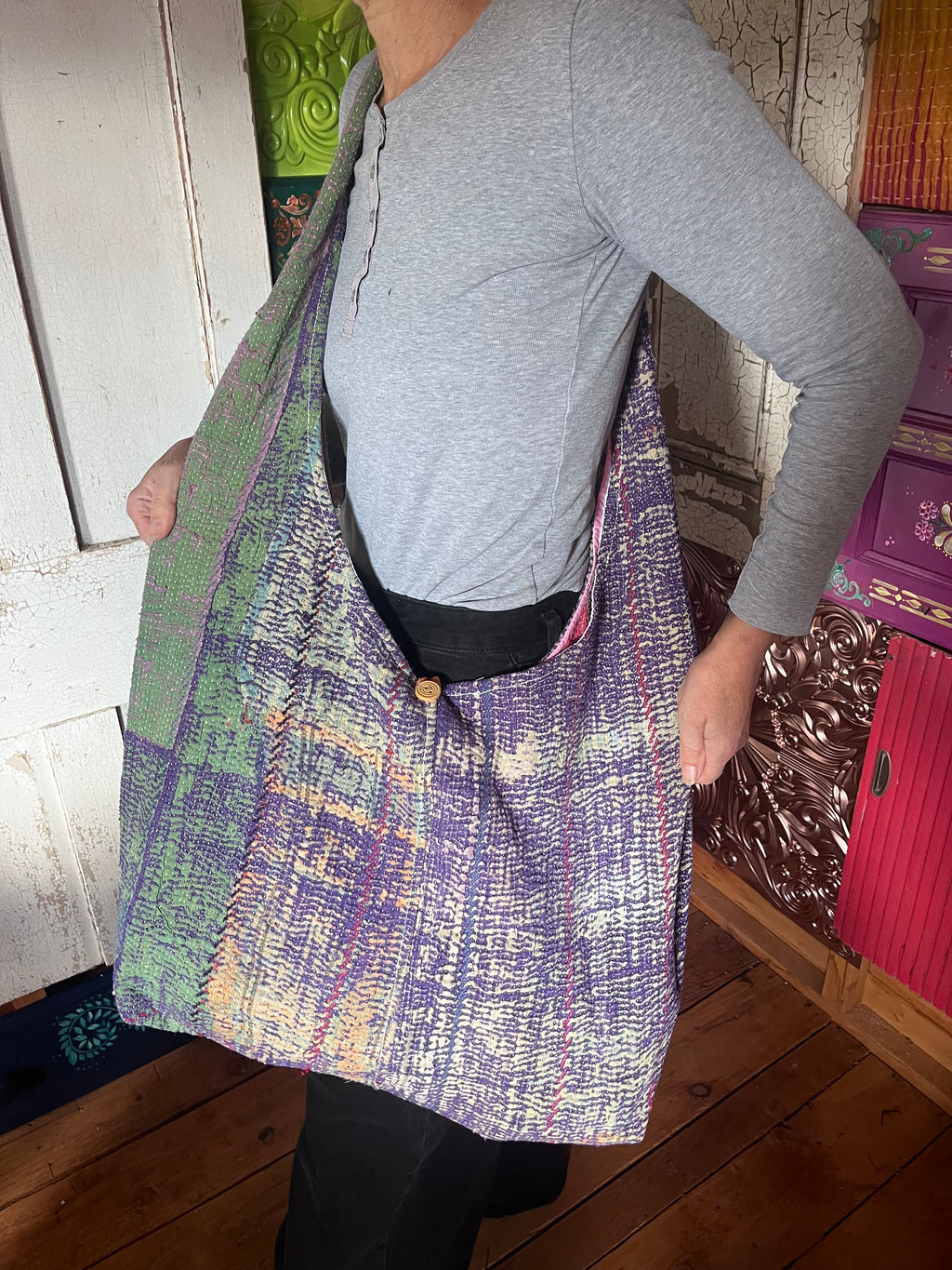 Kantha Crossbody Weekend Bag