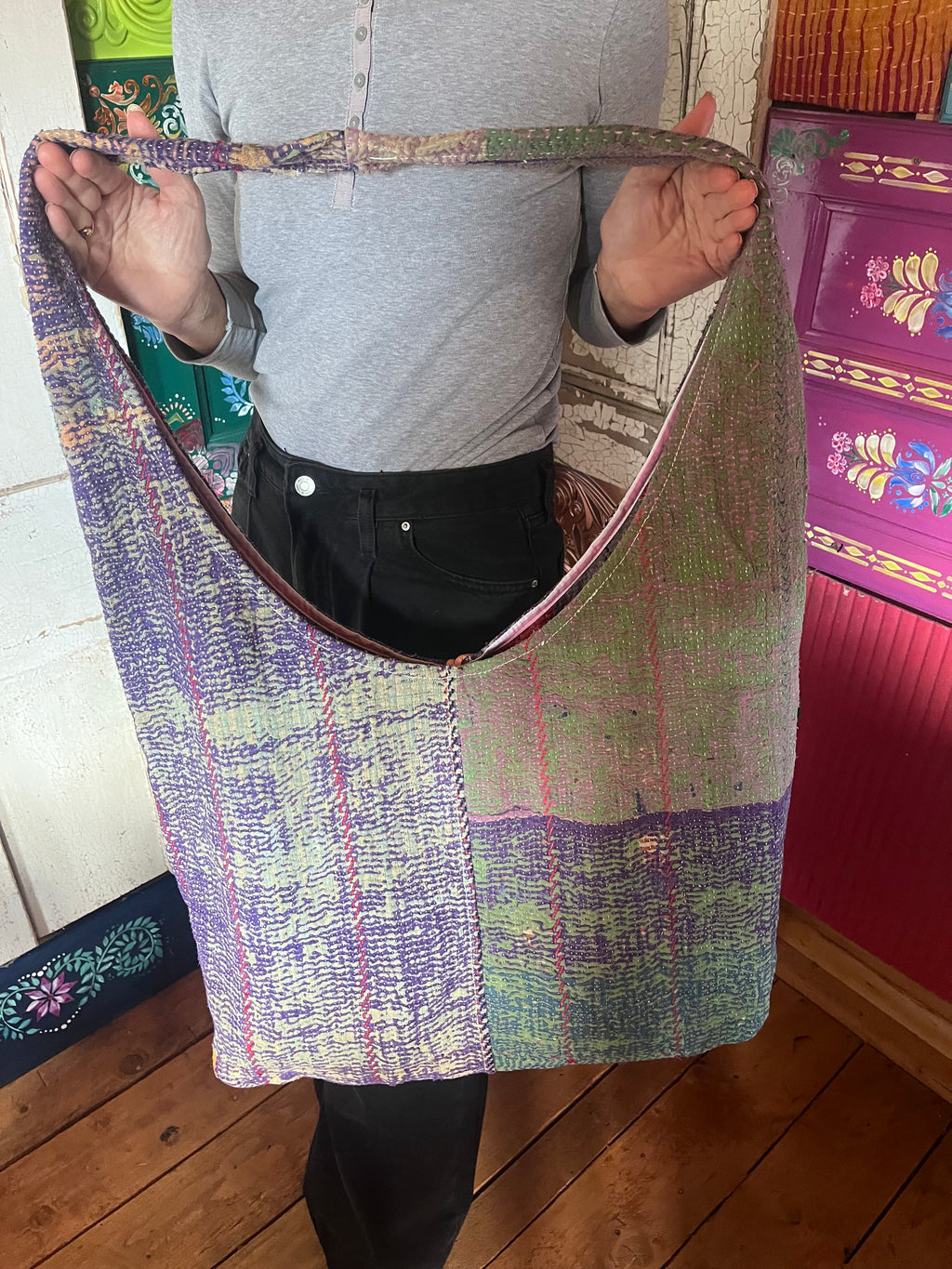 Kantha Crossbody Weekend Bag