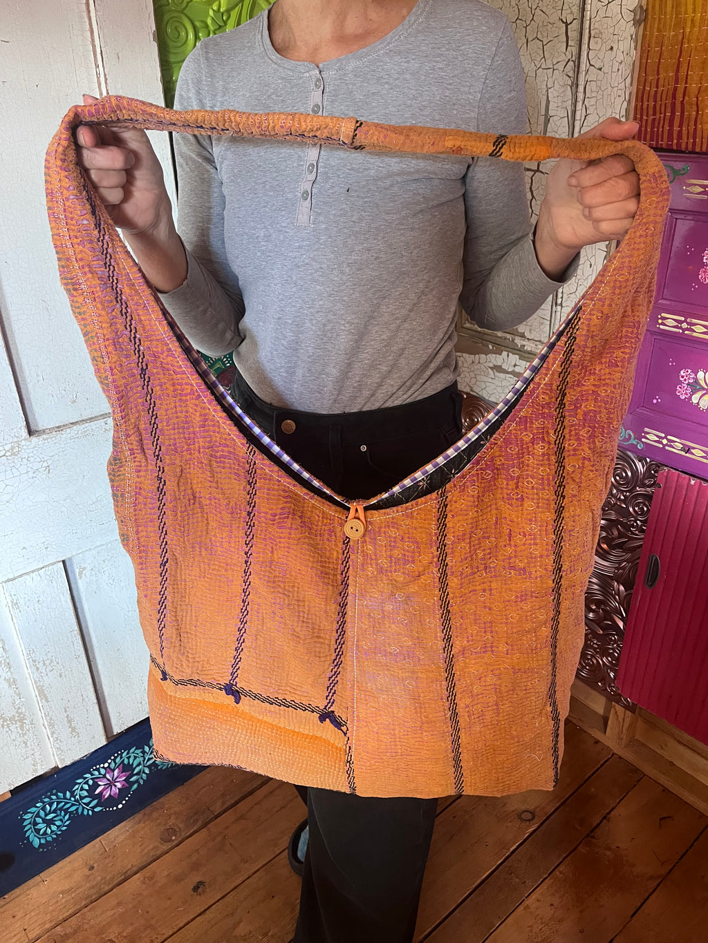 Kantha Crossbody Weekend Bag