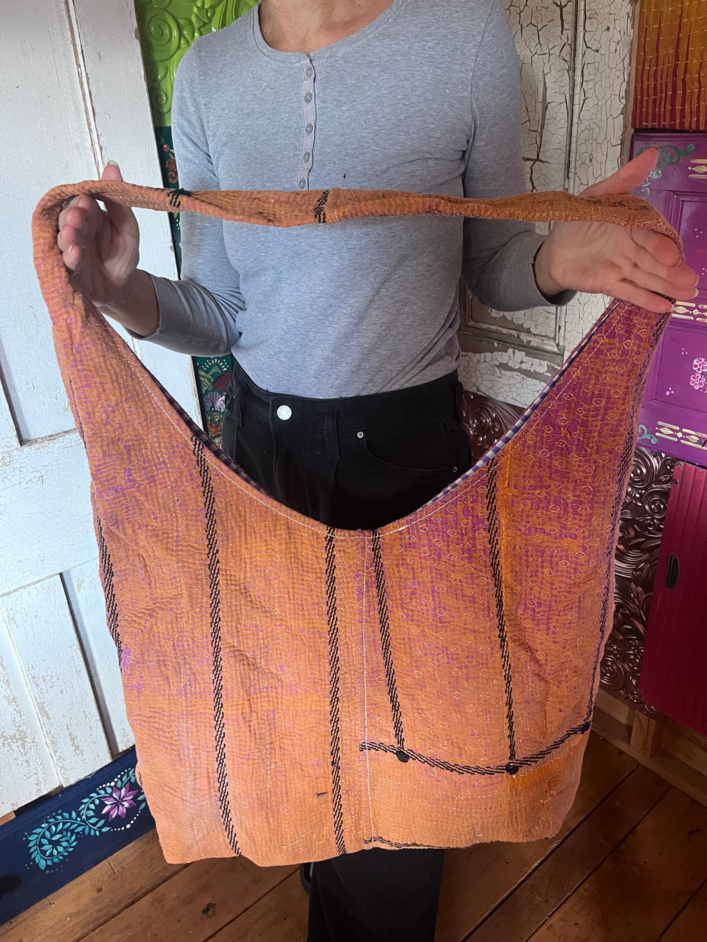 Kantha Crossbody Weekend Bag