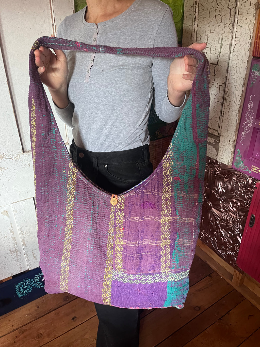 Kantha Crossbody Weekend Bag