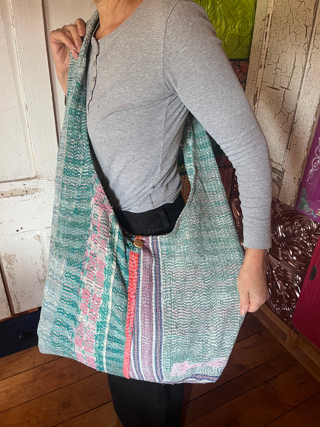 Kantha Crossbody Weekend Bag