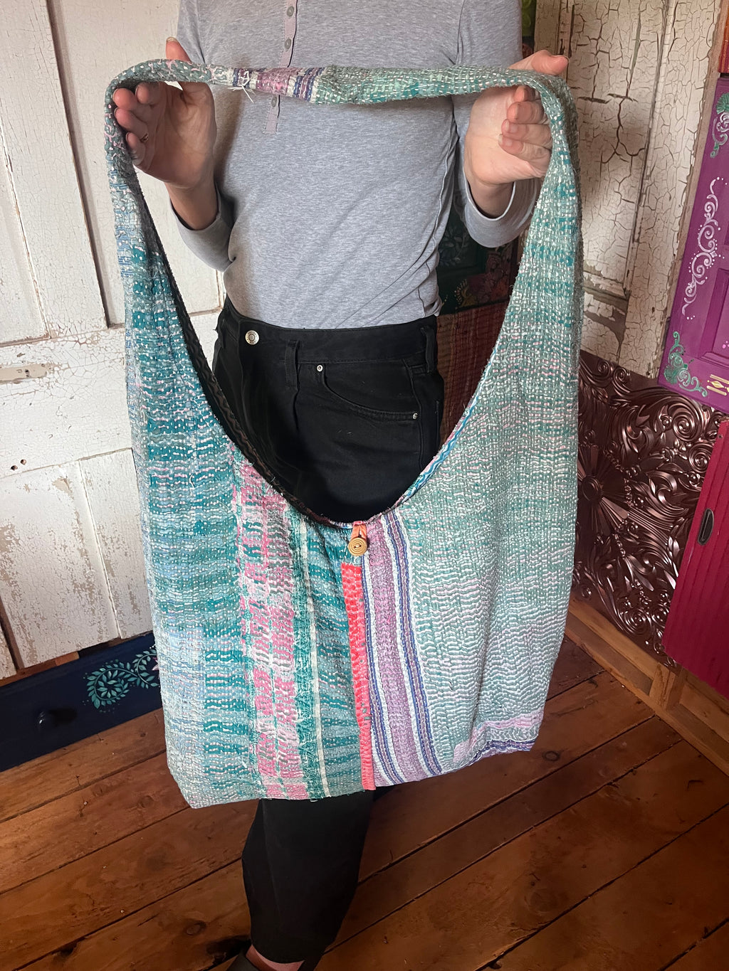 Kantha Crossbody Weekend Bag