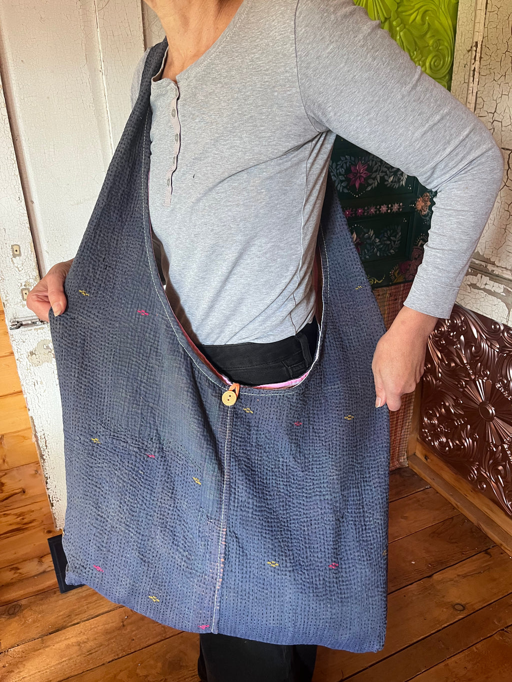 Kantha Crossbody Weekend Bag