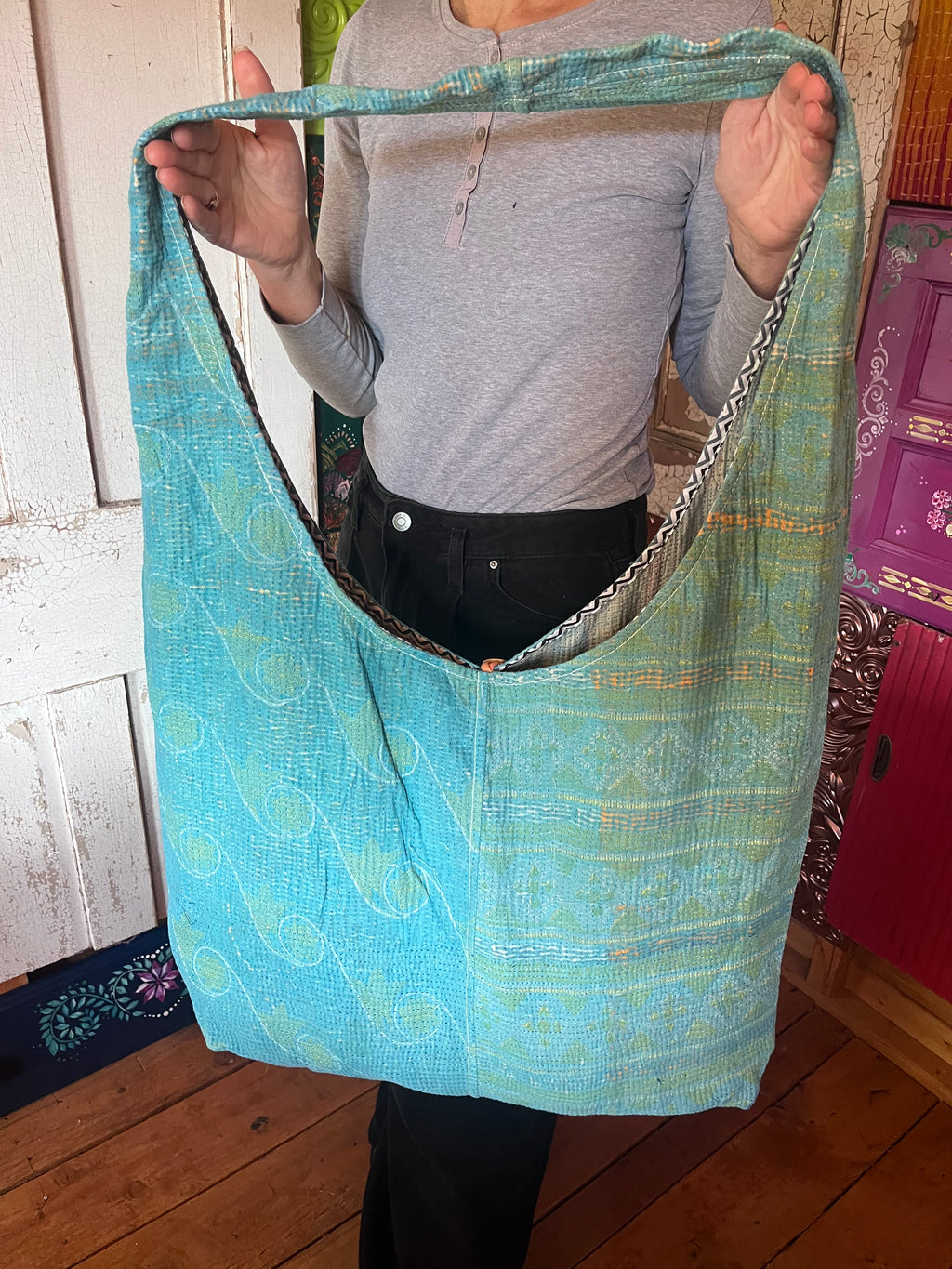 Kantha Crossbody Weekend Bag