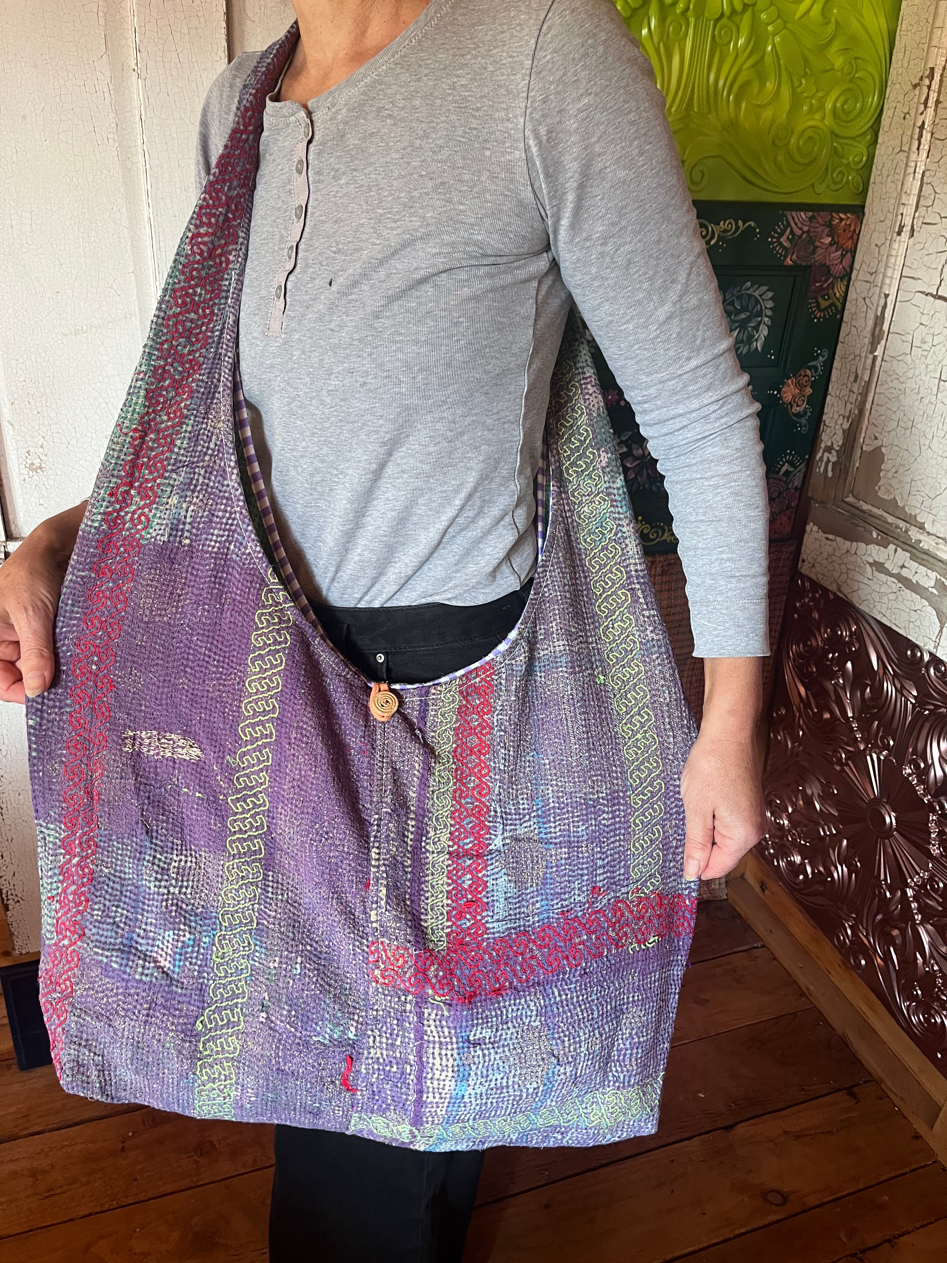 Kantha Crossbody Weekend Bag