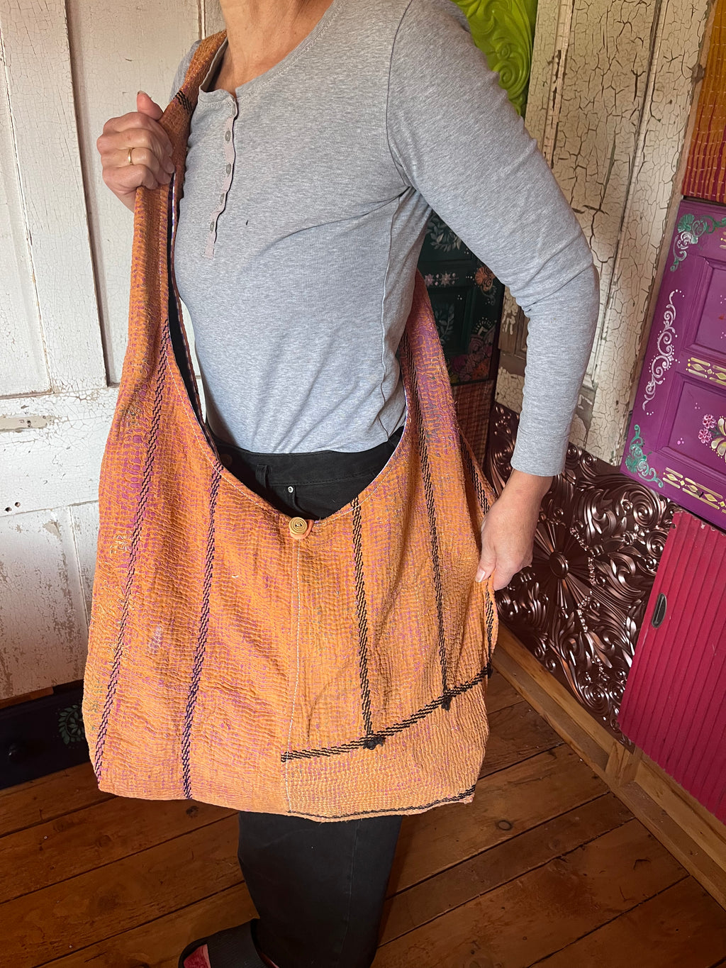 Kantha Crossbody Weekend Bag