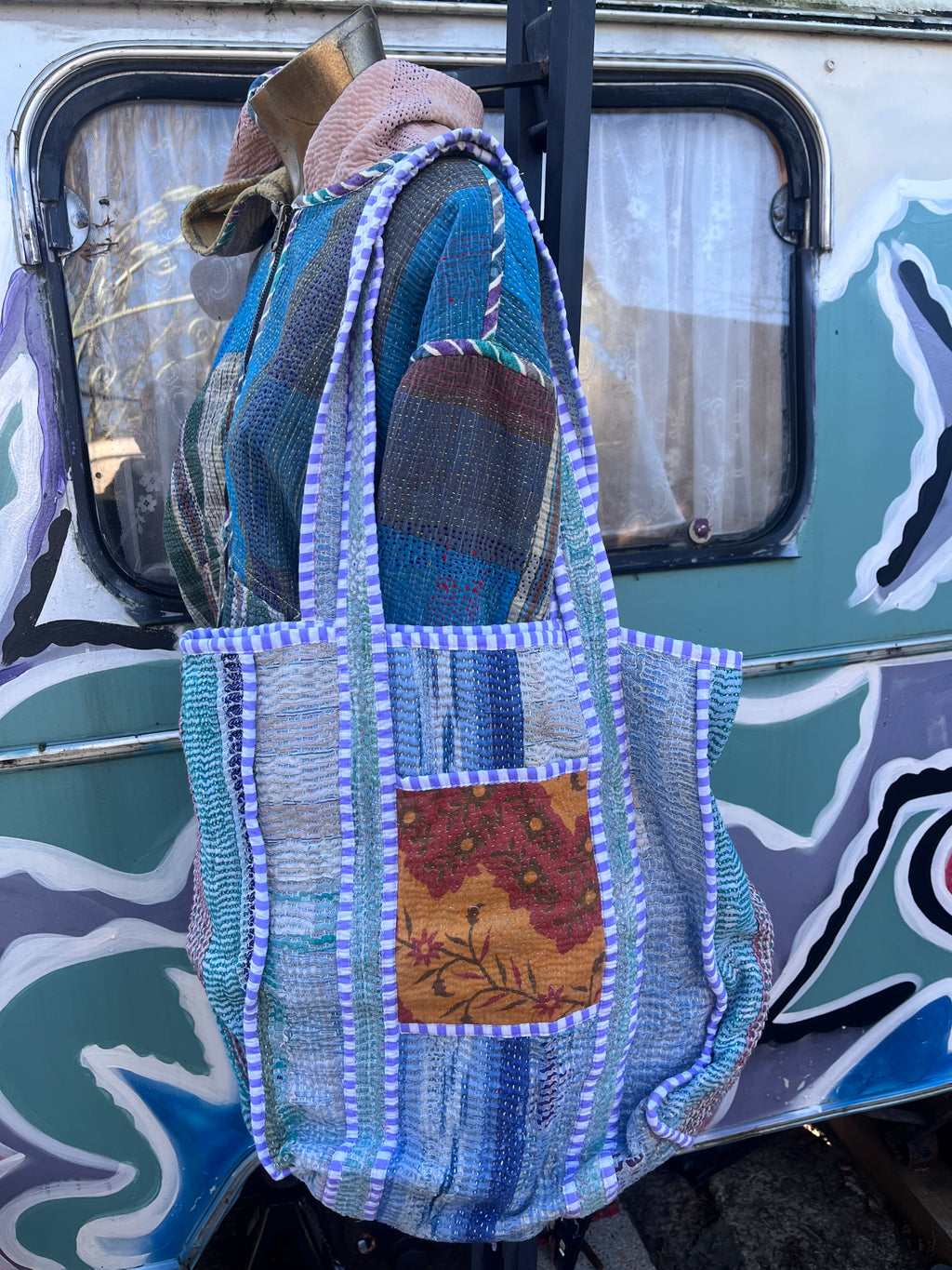 Kantha Trimmed Tote Bag