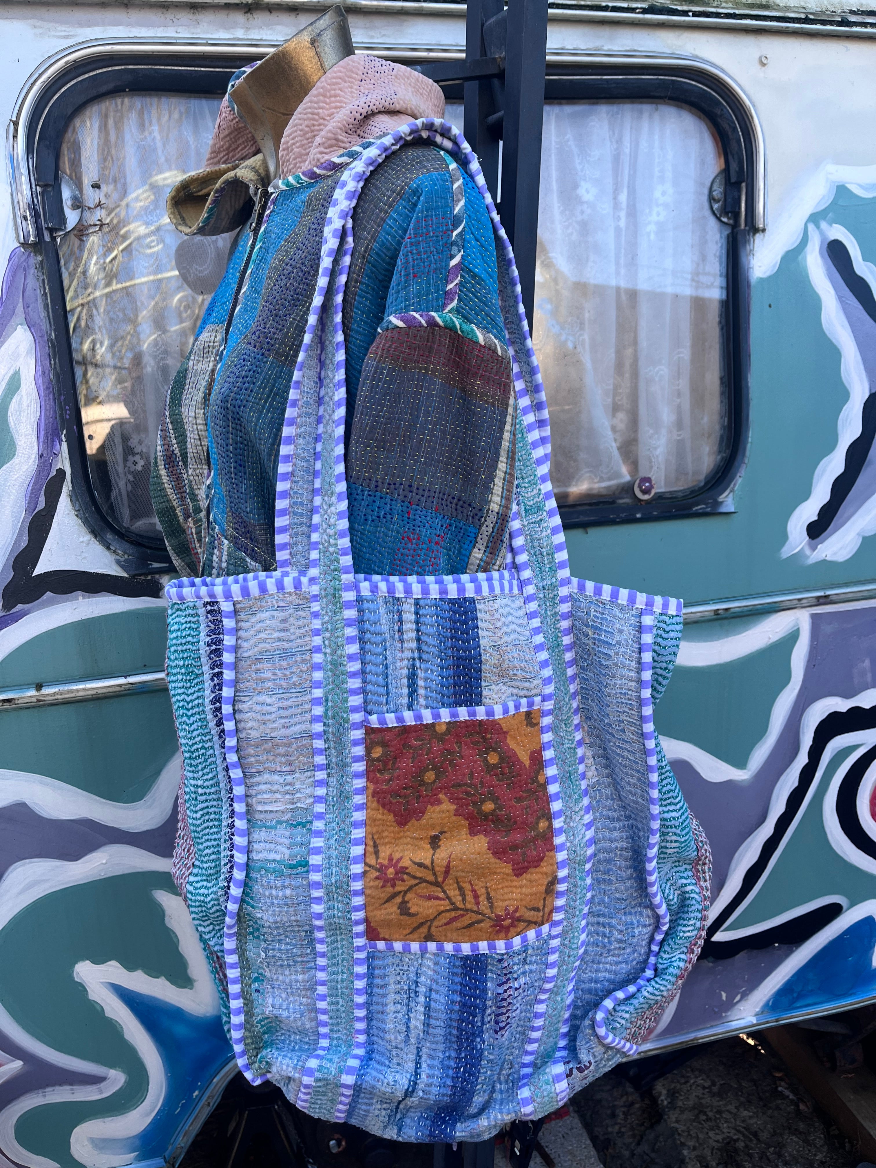 Kantha Trimmed Tote Bag