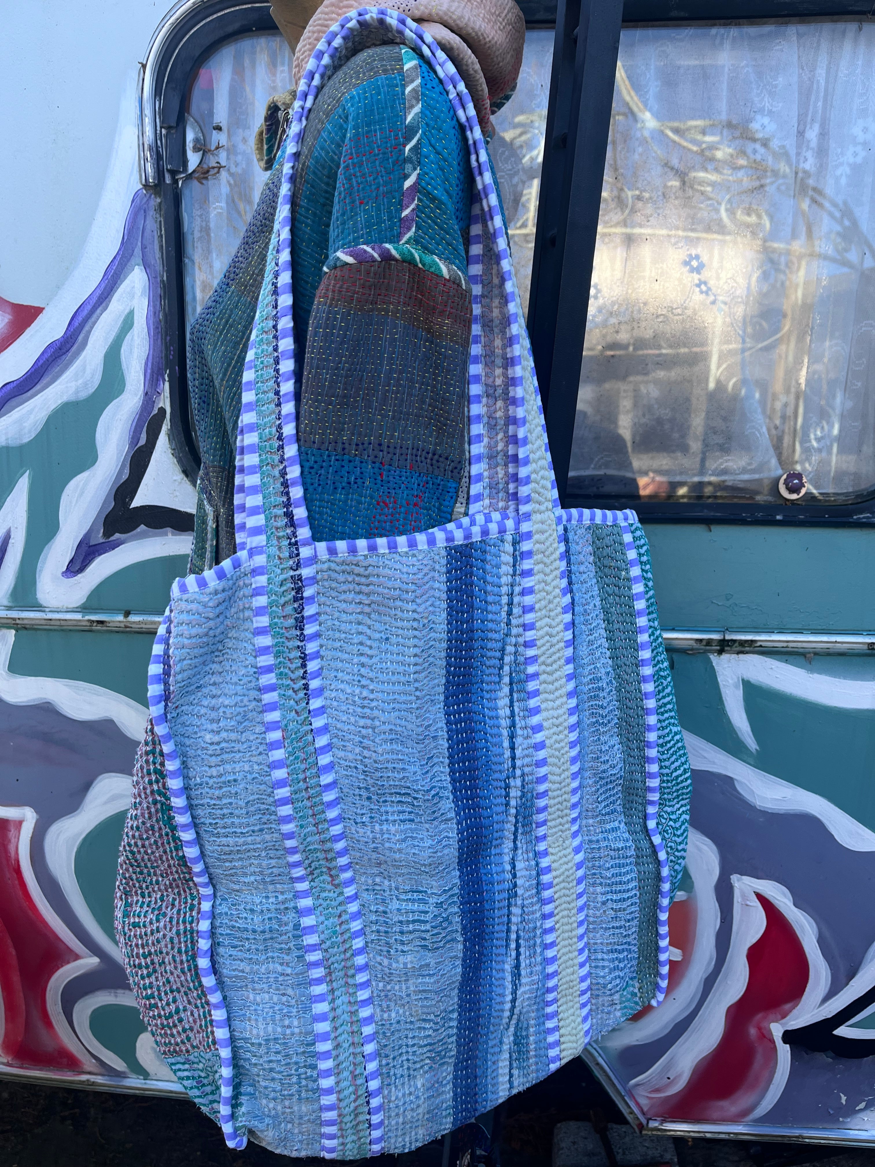 Kantha Trimmed Tote Bag