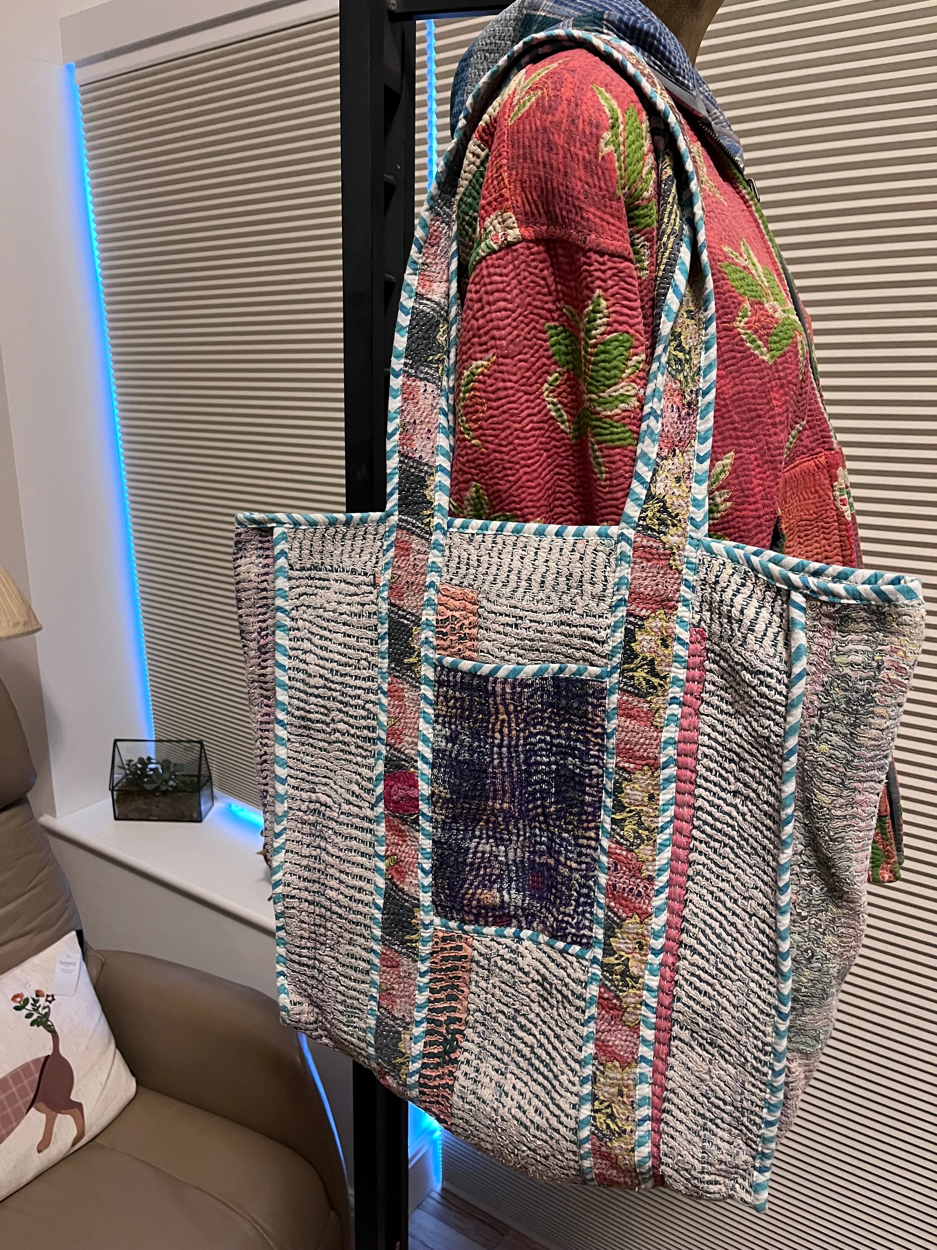 Kantha Trimmed Tote Bag