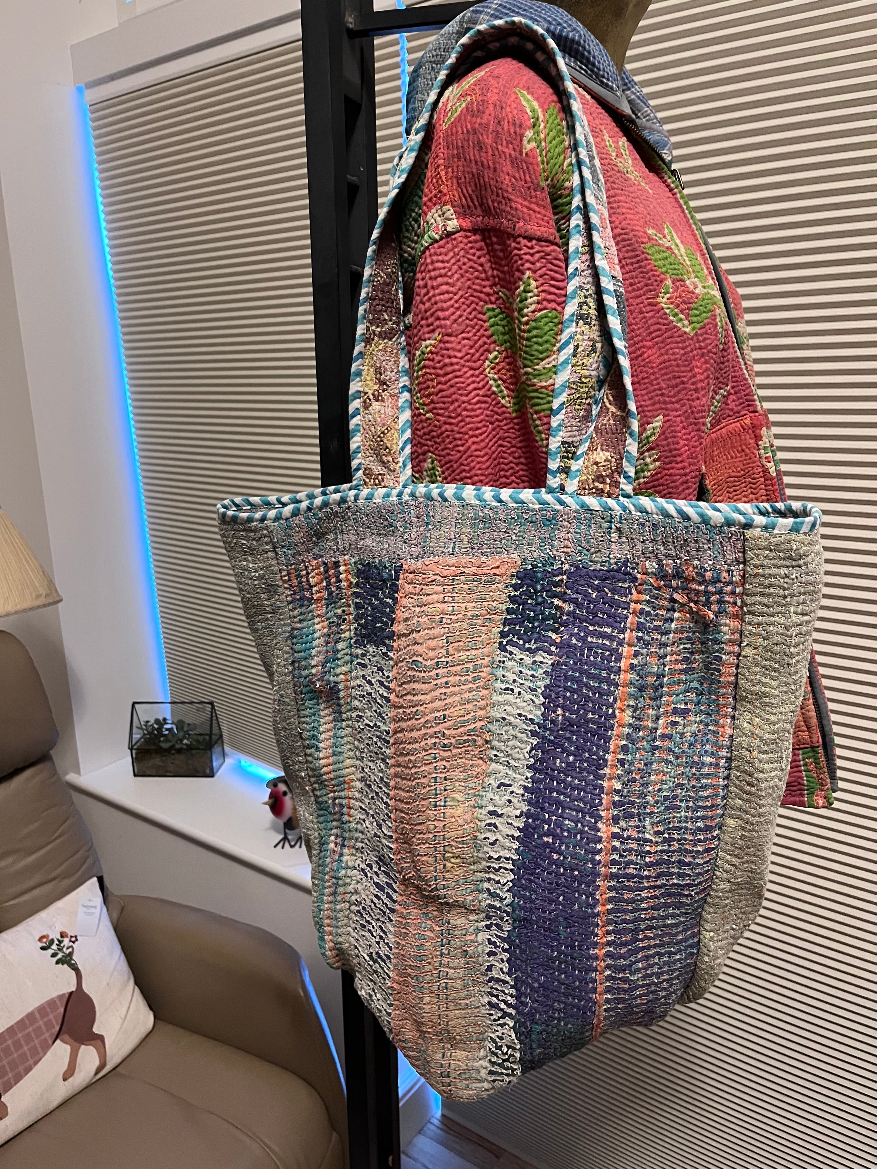 Kantha Trimmed Tote Bag