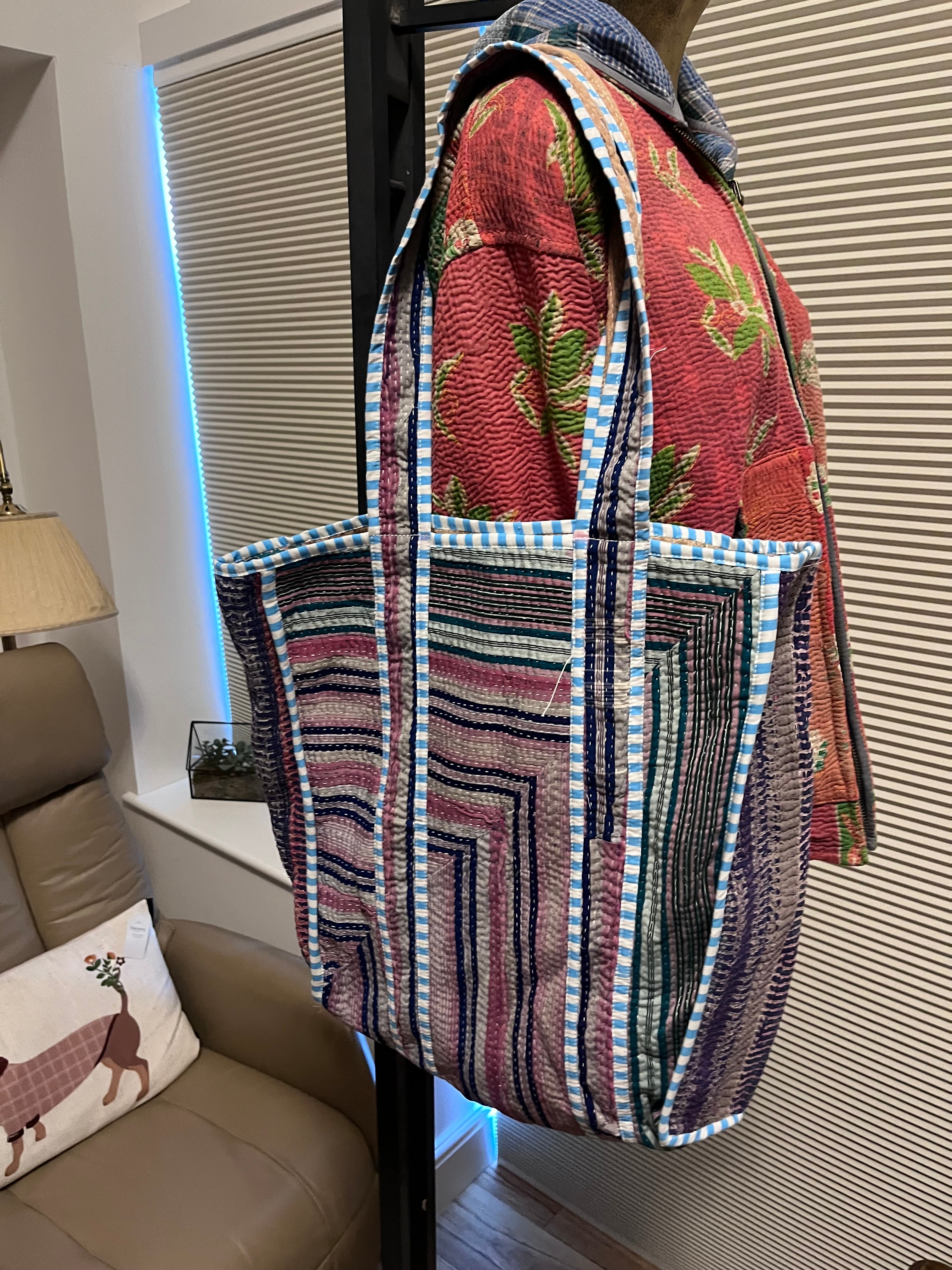 Kantha Trimmed Tote Bag