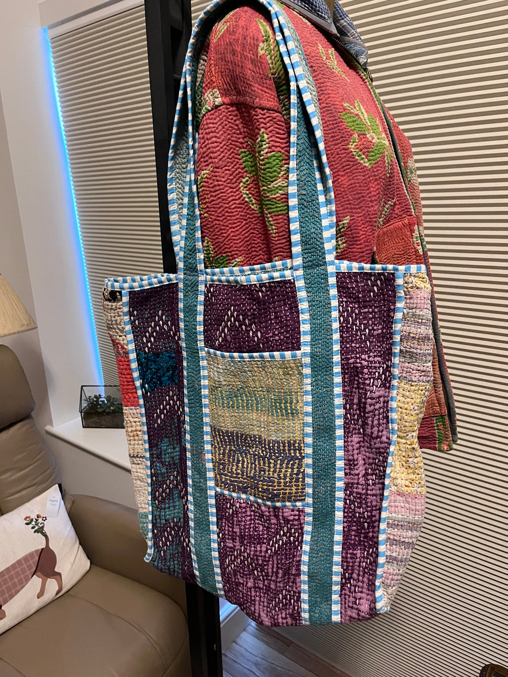 Kantha Trimmed Tote Bag