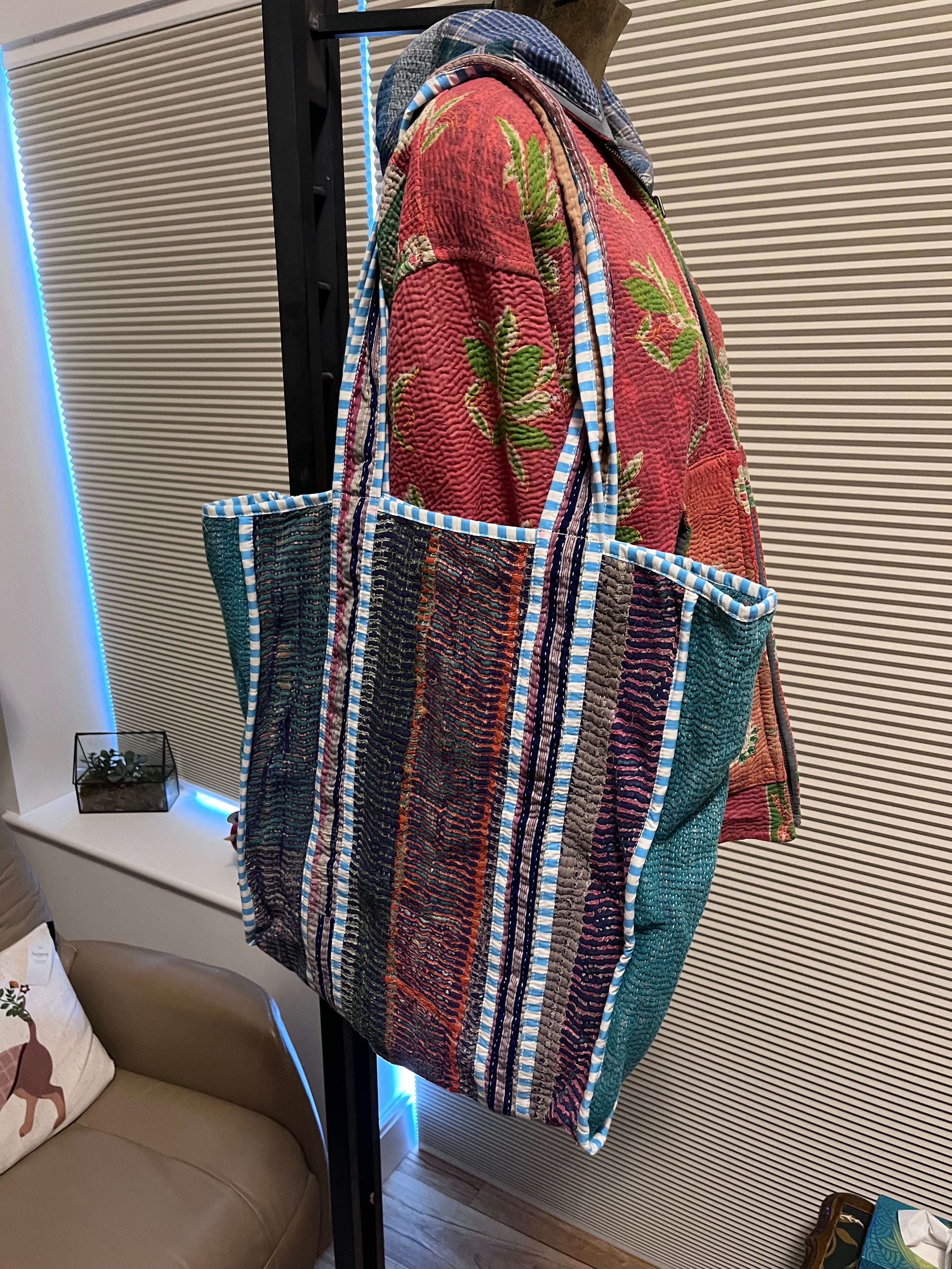 Kantha Trimmed Tote Bag