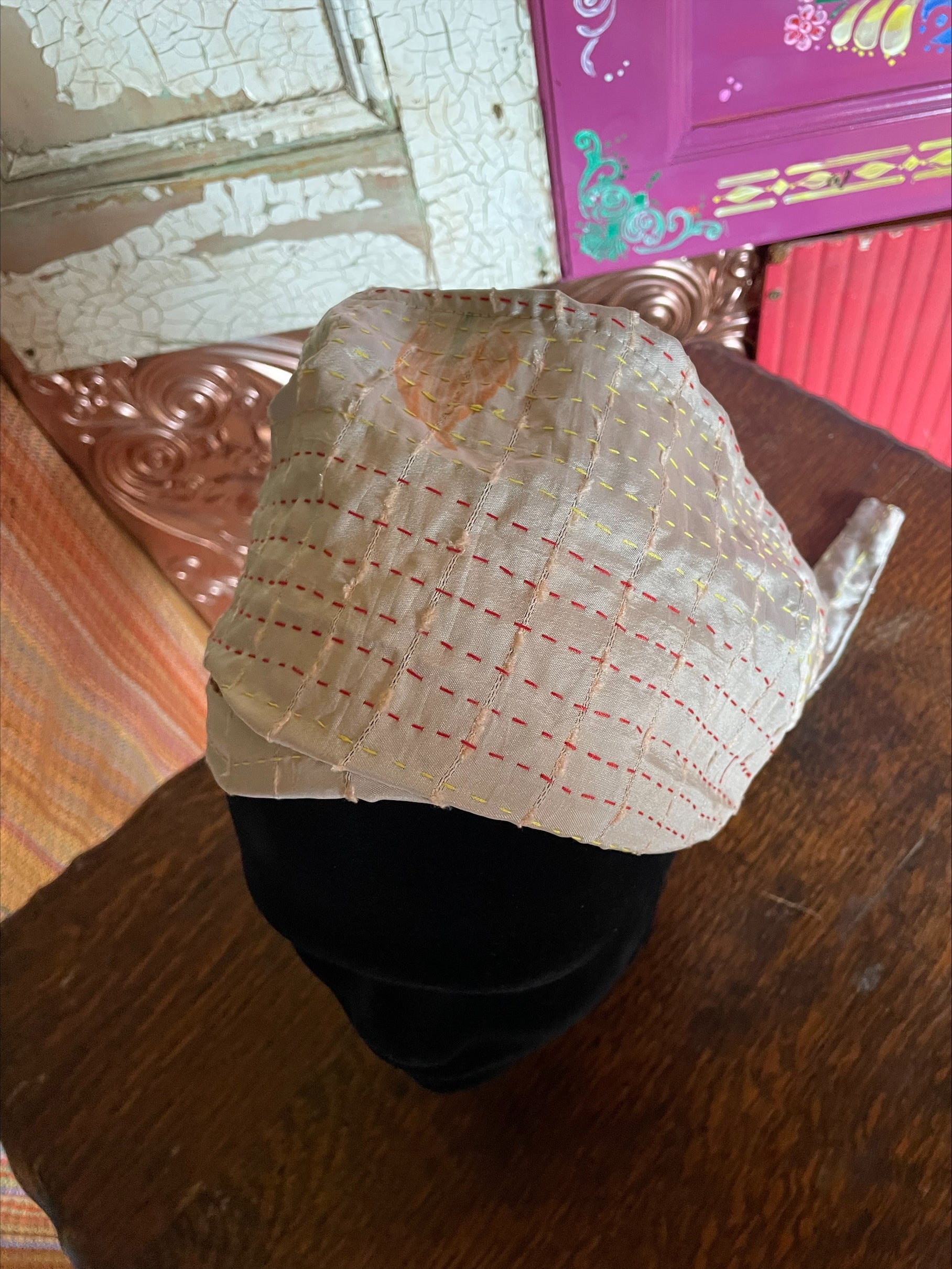 Silk kantha Head Scarf -Reversable