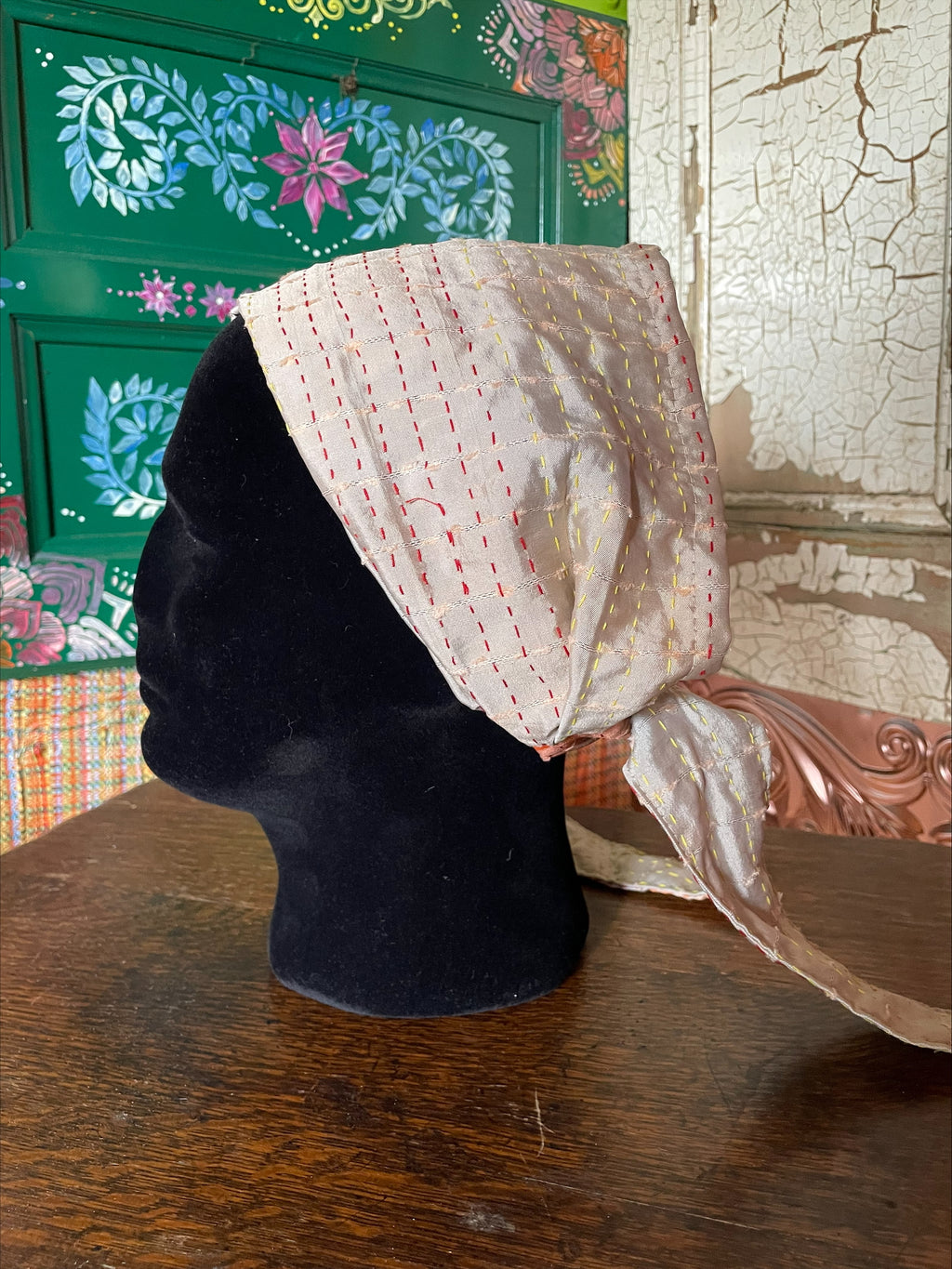 Silk kantha Head Scarf -Reversable