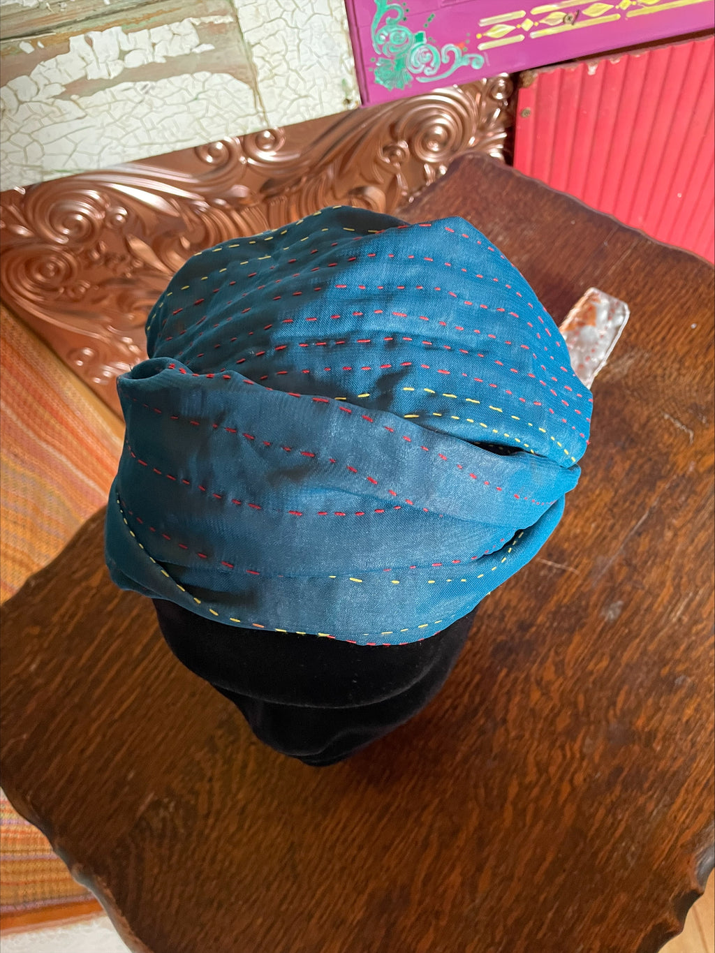 Silk kantha Head Scarf -Reversable